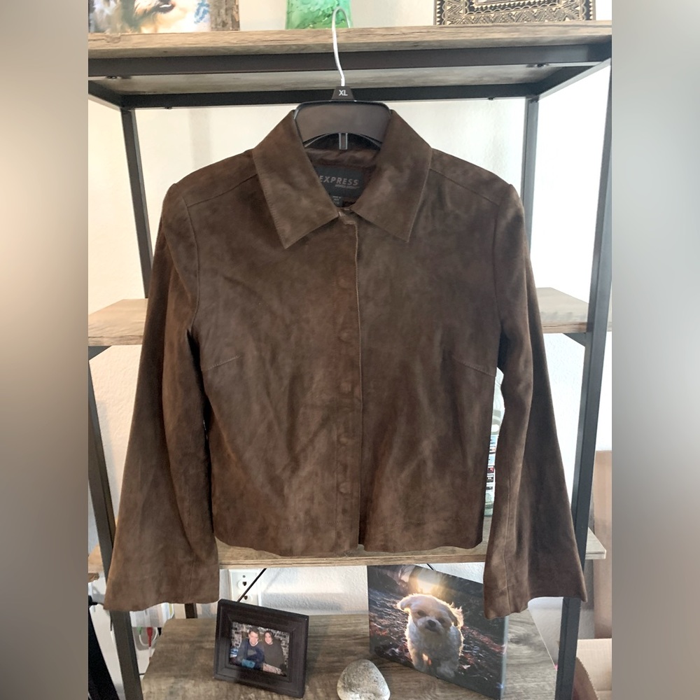 Express Brown Suede Jacket 7/8